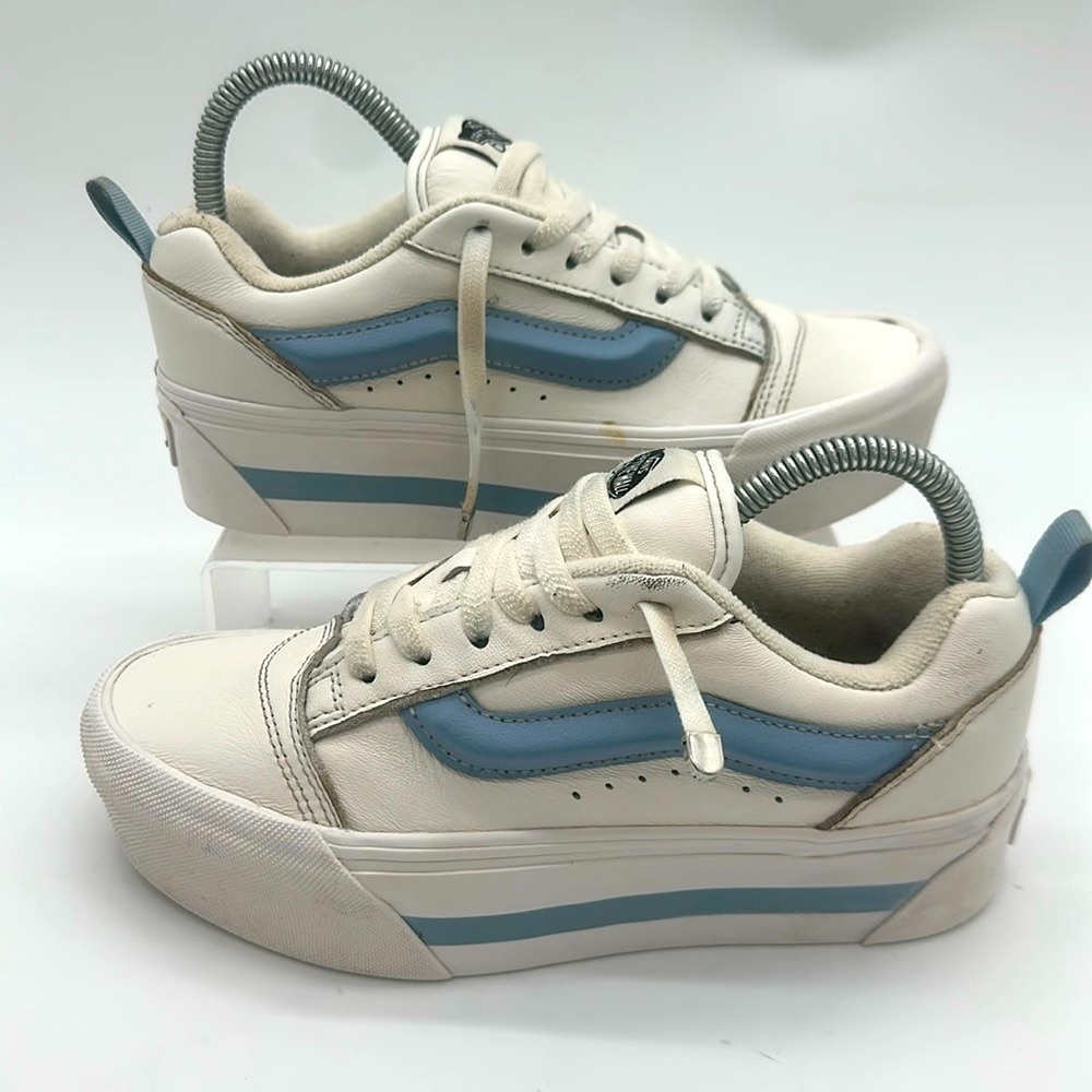 Vans Knu Stack Smarten Up White/Blue Sneakers Low-Top Platform Shoes Size 7